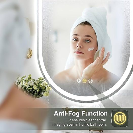 Oval Bathroom Mirror with LED Lights 600x1000mm, Bluetooth Led Mirror Bathroom with Memory, Anti-Fog, 3000K-6500K, Dimmable, HD Tempered Glass, IP44 Waterproof,
