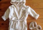 BNWOT Designer Natures Purest Baby Bath Robe and Booties 100% Cotton