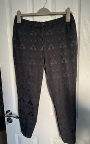 New Look Petite Black Jacquard Ankle-Zip Trousers