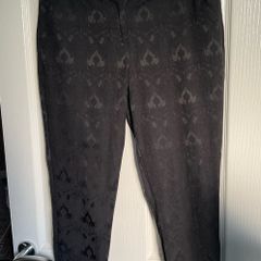 New Look Petite Black Jacquard Ankle-Zip Trousers