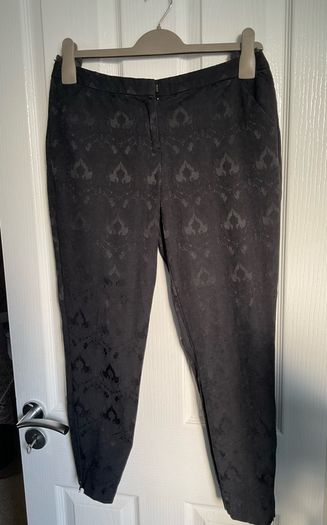 New Look Petite Black Jacquard Ankle-Zip Trousers