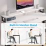 Computer Desk with Full Monitor Stand,120 cm Home Office Desk with Reversible Storage Shelves,Small Study Desk with Headphone Hook and Cup Holder,White Image 6