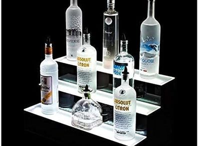 Bar Accessories for Home Pub: Three Tier LED RGB Bottle Display Stand for Displaying Spirits, Liquor, Beer, Wine, Cider and More