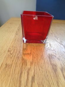 Red Glass 5" Cube Vase for Sale
