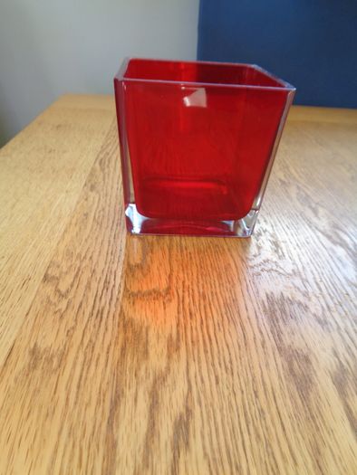 Red Glass 5" Cube Vase for Sale