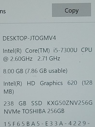 DELL Latitude 5490, Intel Core i5-7300U CPU, 2.71GHz. 8GB Ram, 256GB SSD, Windows 10 Pro, Microsoft Edge, Chrome and VLC