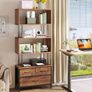 Book Shelf with 5 Shelves, Bookcase with 3 Fabric Drawers, Shelf Unit Suitable for Bedroom, Office, Living Room, Kitchen, 60 x 24 x 155cm, Vintage Colours Image 4