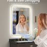 600x800 mm Gold-Bathroom-Mirror-with-LED-Lights, LED-Bathroom-Mirror-Wall-Mounted with Bluetooth, Anti-fog, 3 Colours Dimmable, Memory Function, IP44, Tempered Glass, Horizontal/Vertical Image 4