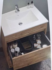 Sonas Source 500 2 drawer vanity with basin Natural Oak,white,black
