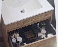 Sonas Source 500 2 drawer vanity with basin Natural Oak,white,black