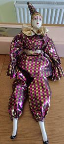 Vintage Porcelain Clown Doll Figurine,Display Figurine,Cute Clown,Doll Clown,Display Clown,Pretty Clown Doll,Decorative Clown Figurine