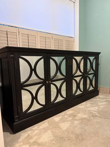 Large Black Mirrored 4-Door Sideboard