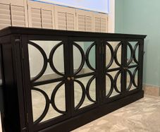 Large Black Mirrored 4-Door Sideboard