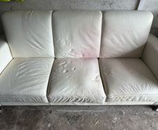 Italian Leather 3-Seator Couch Ivory