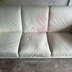 Italian Leather 3-Seator Couch Ivory