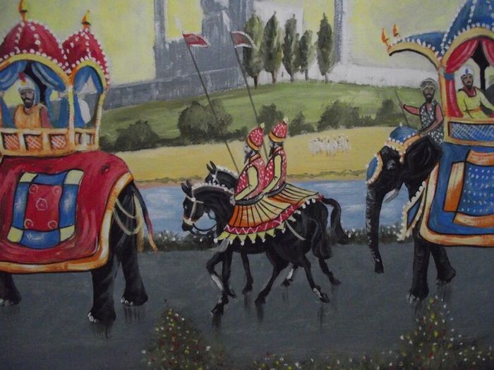 Indian Royal procession Painting - Signed B. McMullan