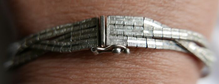 Vintage Bracelet Sterling Silver 925- stamped, clasp with safety catch, probably from the 70s, length 7,5" - 14,42g