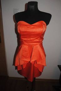 Orange sleeveless peplum dress size UK8/10 EU36/38 Postage included