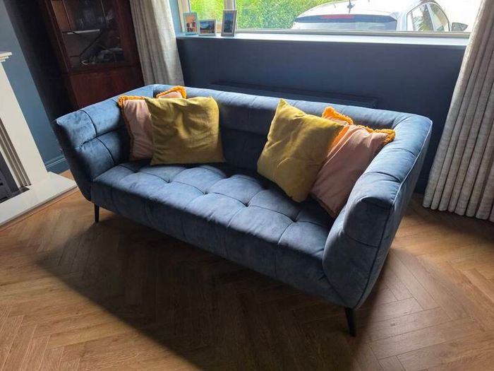 Navy 3 Person Velvet Sofa (Harvey Norman)