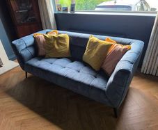 Navy 3 Person Velvet Sofa (Harvey Norman)