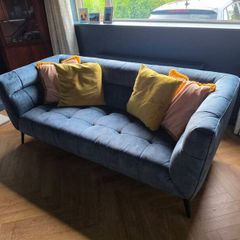 Navy 3 Person Velvet Sofa (Harvey Norman)