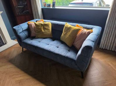 Navy 3 Person Velvet Sofa (Harvey Norman)
