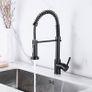 Kitchen Sink Mixer Tap, Spring Kitchen Taps with Pull Down Sprayer, Commercial Kitchen Faucet Single Handle Lever, High Arc Swivel 360 2 Spray Mode Mixer Tap (Black) Image 4
