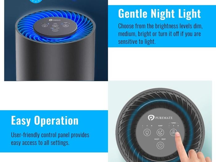 Air Purifier for Home, Quiet Air Cleaner with True HEPA Filter with 4 Speeds and Sleep Mode, Night Light, Odors Dust Mold for Allergens Smokers Pollen Pet Hair