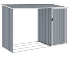 Garden Firewood Shed Grey 245x98x159 cm Galvanised Steel
