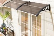 75 x 195 cm Curved Door Window Awning Canopy, Polycarbonate Cover for Front Door and Outdoor Patio, UV Rain Snow Protection Shelter, Brown