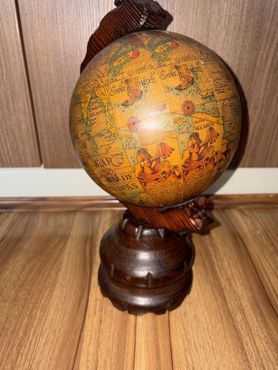 Vintage Wooden Desk Globe