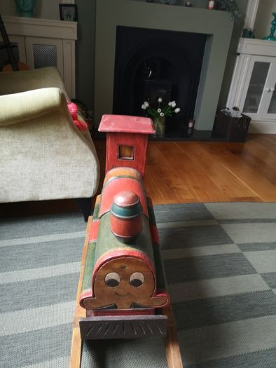 Hand carved rocking vintage rocking train