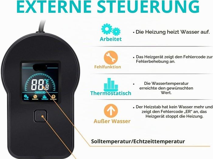 Aquarium Heater 500W 800W Digital LED Temperature Controller Fish Tank Heater