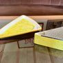 Mid Century Modern Italian Ceramic Cheese Plate from Bassano 1970s and matching Dimpled Parmesan Grater Image 3