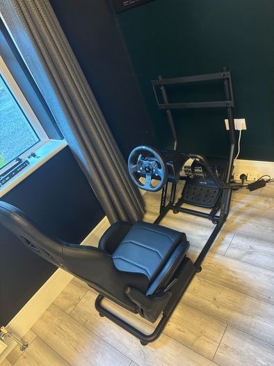 Logitech g920 and Adx Firebase simulation seat and stand (TV NOT INCLUDED)