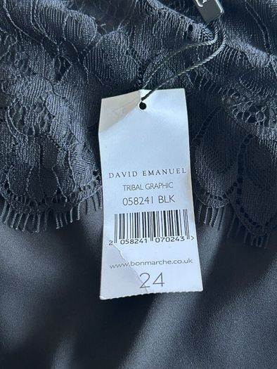 Brand-new Ladies Black Chiffon Lace Short Sleeved Top from David Emanuel