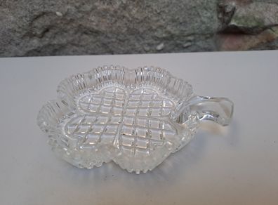 1970s crystal shamrock trinket dish