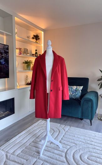 Ladies Red Single-Breasted Overcoat from Primark