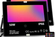 LED Floodlight Outdoor 50W, Colour Changing Flood Lights with Remote Control, Timing, 4 Modes, IP66 Waterproof, UK 3-Plug (FREE SHIPPING)