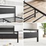 King Size Bed Frame with Wooden Headboard,Heavy Duty Metal Platform Image 3