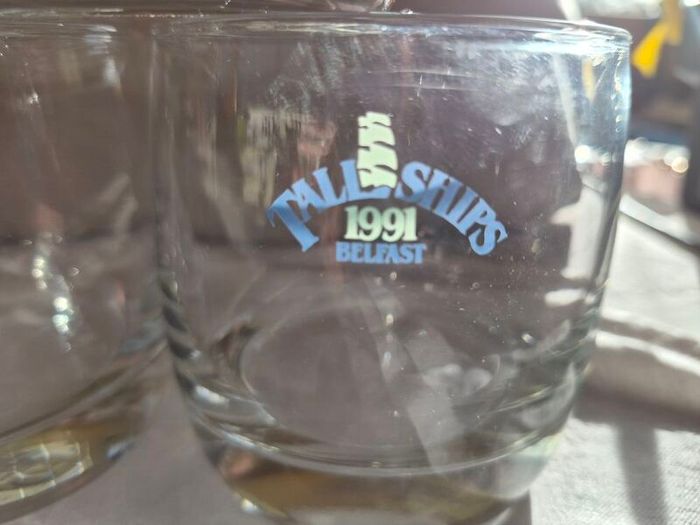 5 Vintage "Tall Ships 1991 Belfast" whiskey glasses.