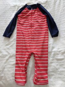 Marks & Spencer Red and White Striped Sunsafe Swimsuit (4-5 years)