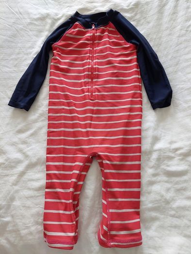 Marks & Spencer Red and White Striped Sunsafe Swimsuit (4-5 years)