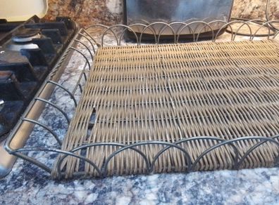 Large Wicker & Wire Tray