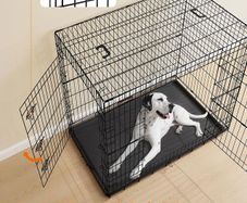 Foldable Dog Cage XXL  with 2 Doors Removable Plastic Tray  Heavy Duty Metal Wire Crate for Large Dogs