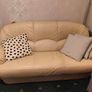 3 Seater & Armchair Cream Leather Image 2