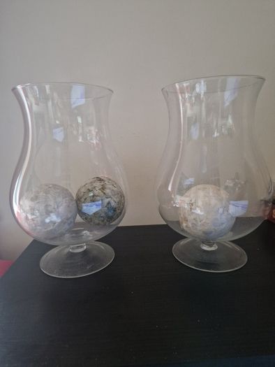 2 Large Delicate Glass Vases