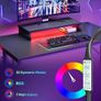 Small Gaming Desk 106.6 CM LED Computer Desk with Monitor Stand Gamer Workstation with Cup Holder & Headset Hooks for Home Office Bedroom Small Space Image 3