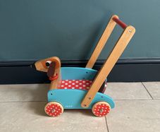 Wooden push along trolley