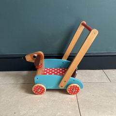 Wooden push along trolley
